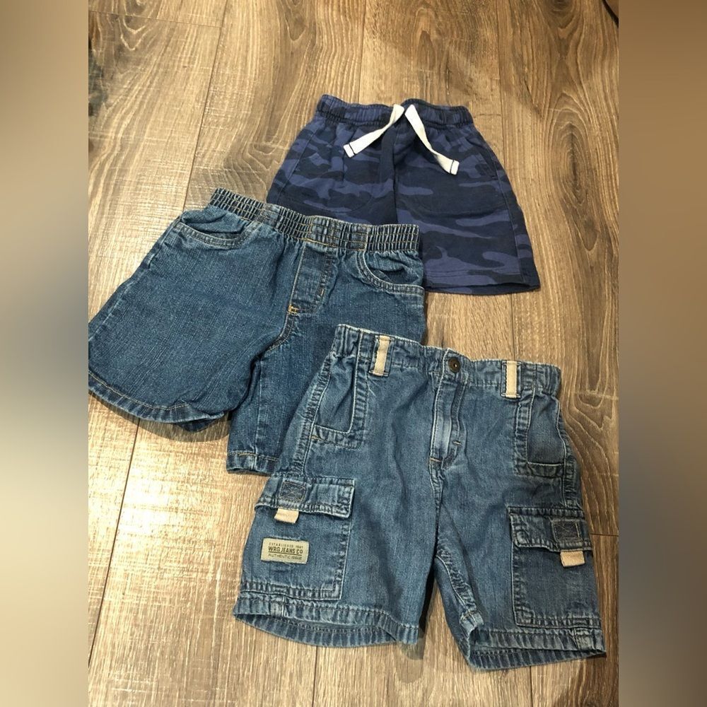 Kids Shorts Set Size 2-3T Denim Jean and Camo Shorts Set 3 pcs